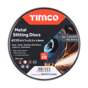 Timco- Metal Slitting Discs (10 Pack) 115 x 22.2 x