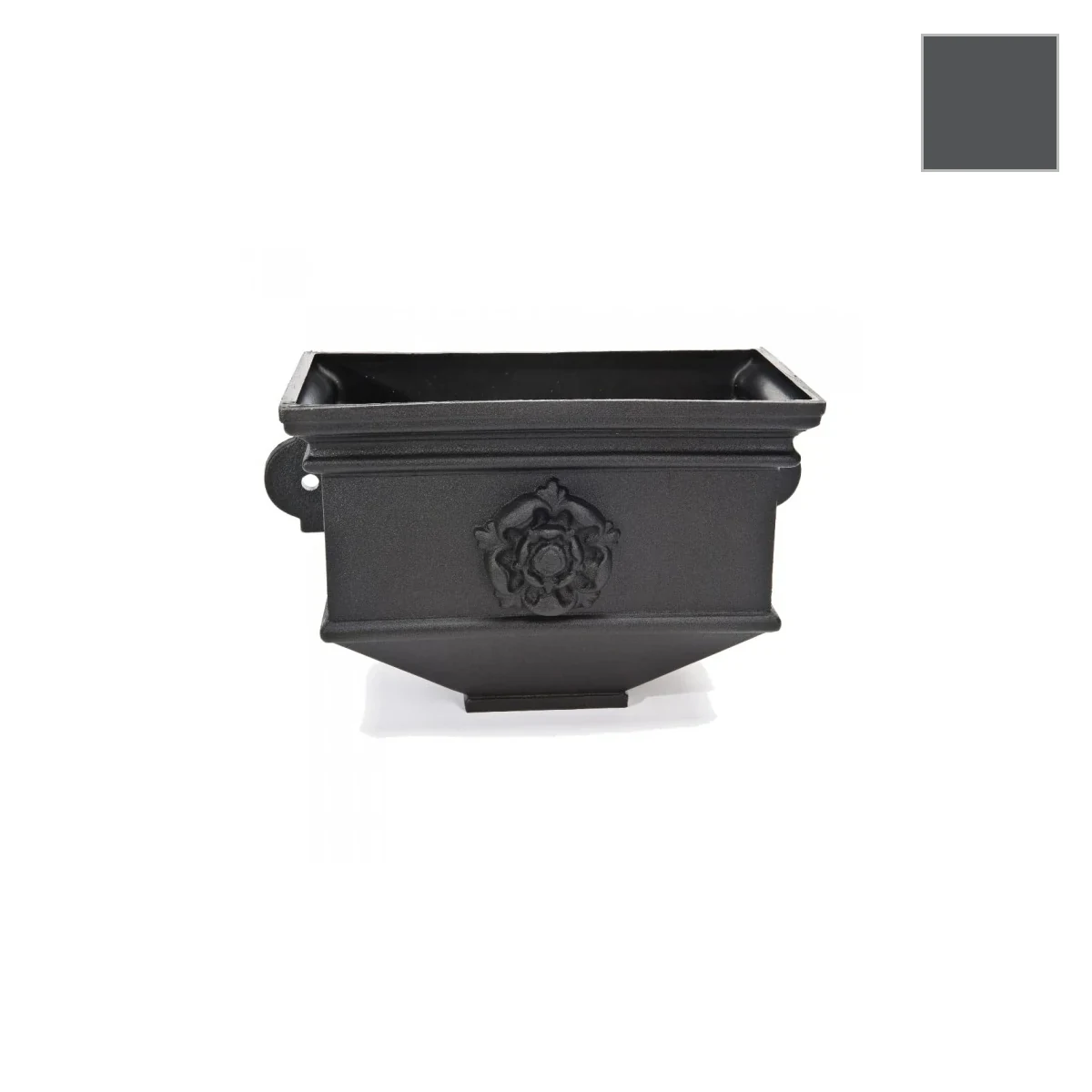 Ci Short Box Planter with Tudor Rose Graphite