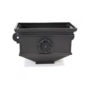 Ci Short Box Planter with Tudor Rose Black