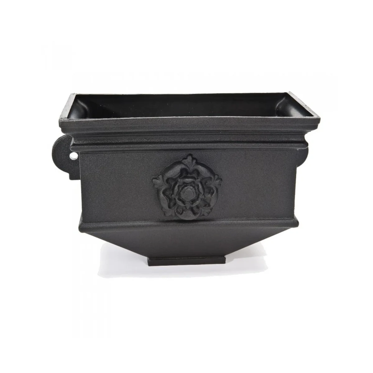 Ci Short Box Planter with Tudor Rose Black