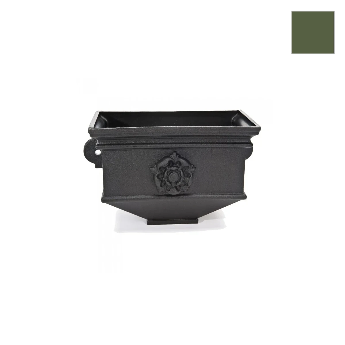 Ci Short Box Planter w/ Tudor Rose Olive Grn